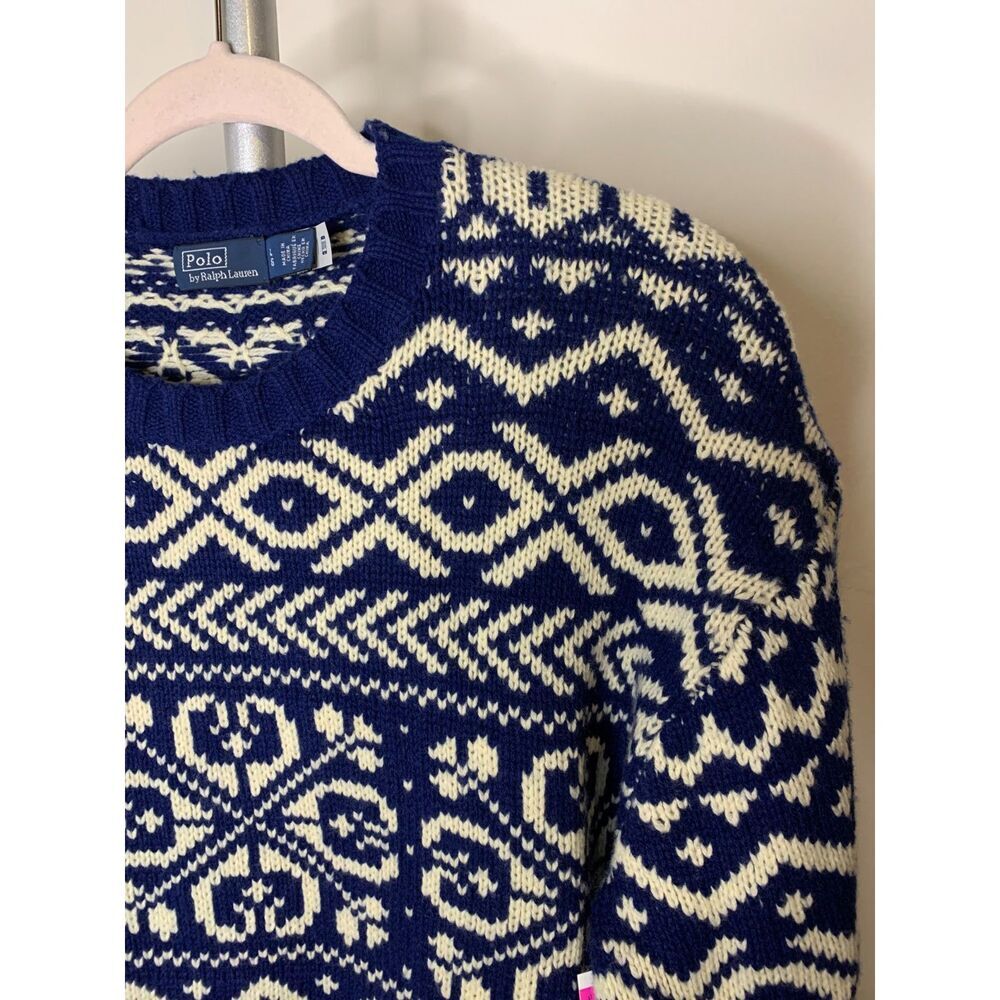 Polo Ralph Lauren Snowflake Wool Blend Crewneck Holiday NWOT Sweater Women L - Picture 5 of 6